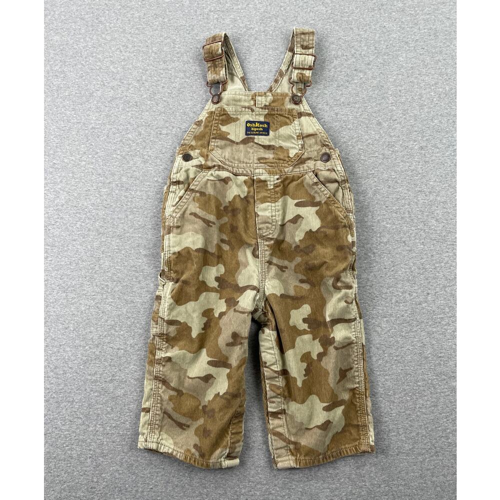 Vintage OshKosh Baby Corduroy Overalls 18 Months Camo Print 100% Cotton